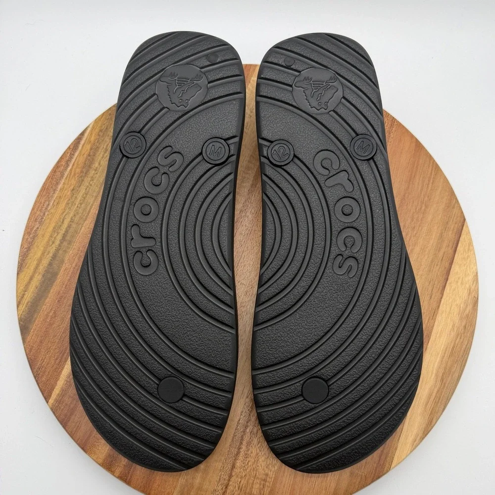 Crocs Crocband Flip Flops Men's Size 12 Black Sporty Thong Sandals 0770